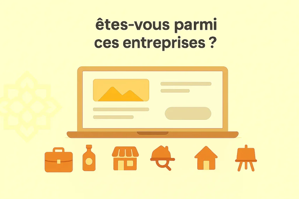 illustration sur la création d'un Site Vitrine Maroc et les types d'entreprises qui en ont besoin en icons